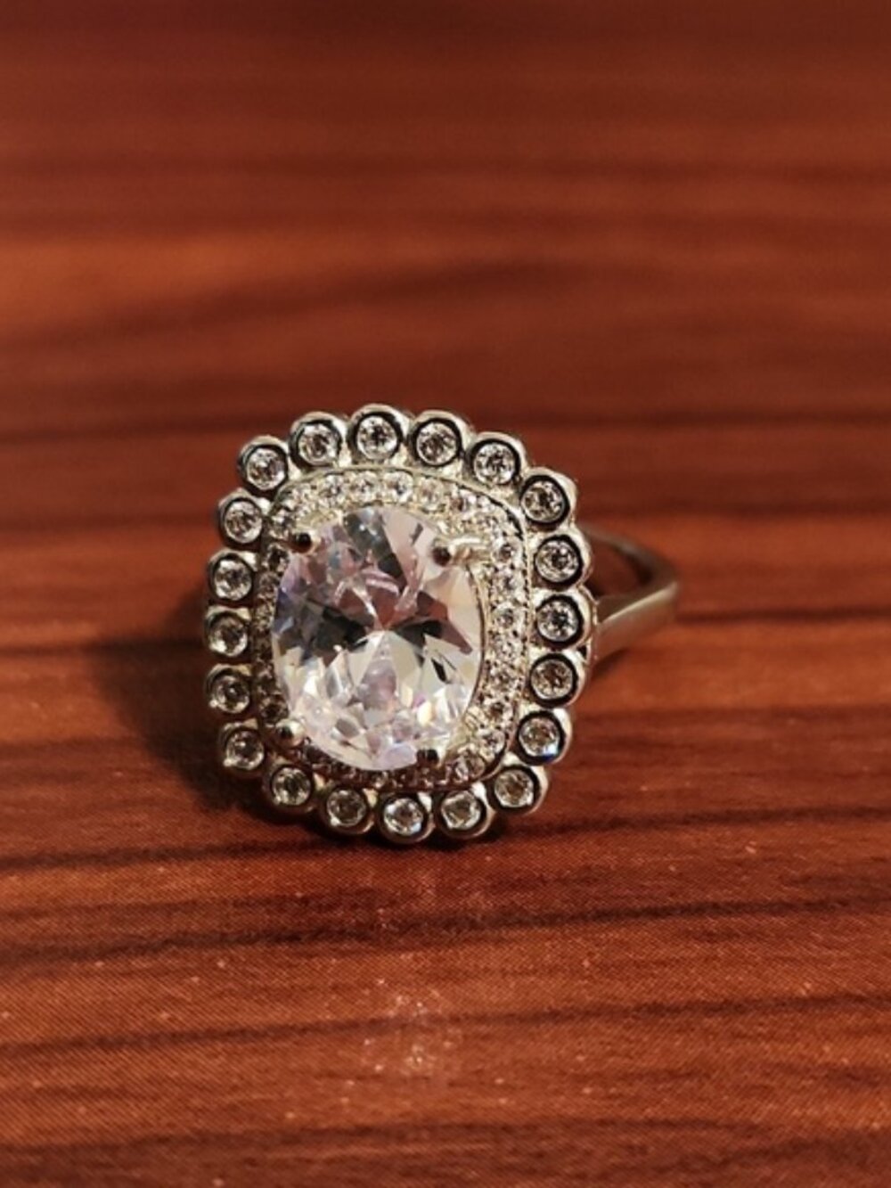 Silver Cushion Cut Cubic Zirconia Ring